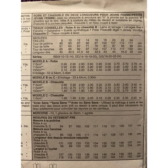 McCalls Sewing pattern3378v neck  dress jumper sz 18 20 22 24 - Picture 5 of 6